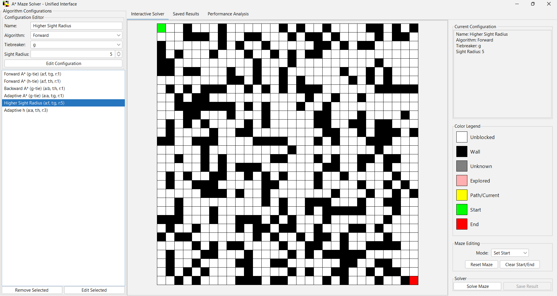 A* Maze Solver Main Interface